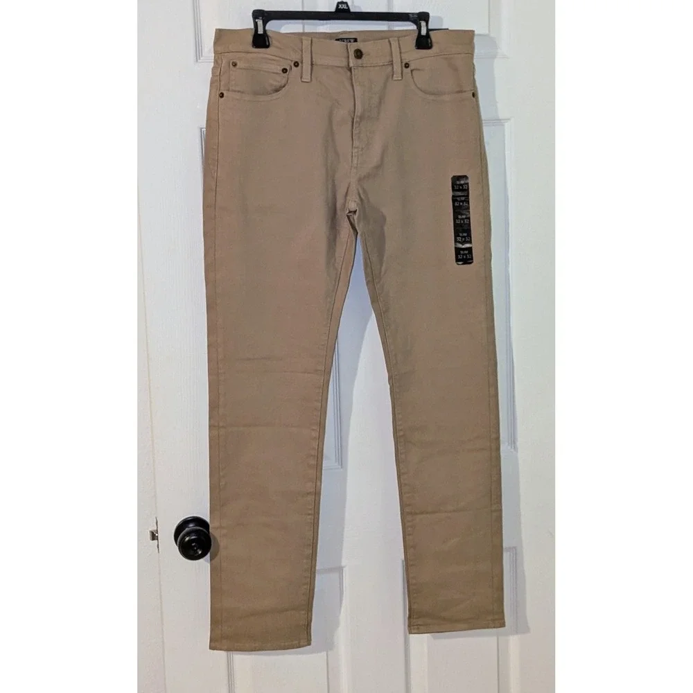J Crew‎ Flex Slim Garment Dyed Chino Pants Khaki Tan W32 L32 NWT $128